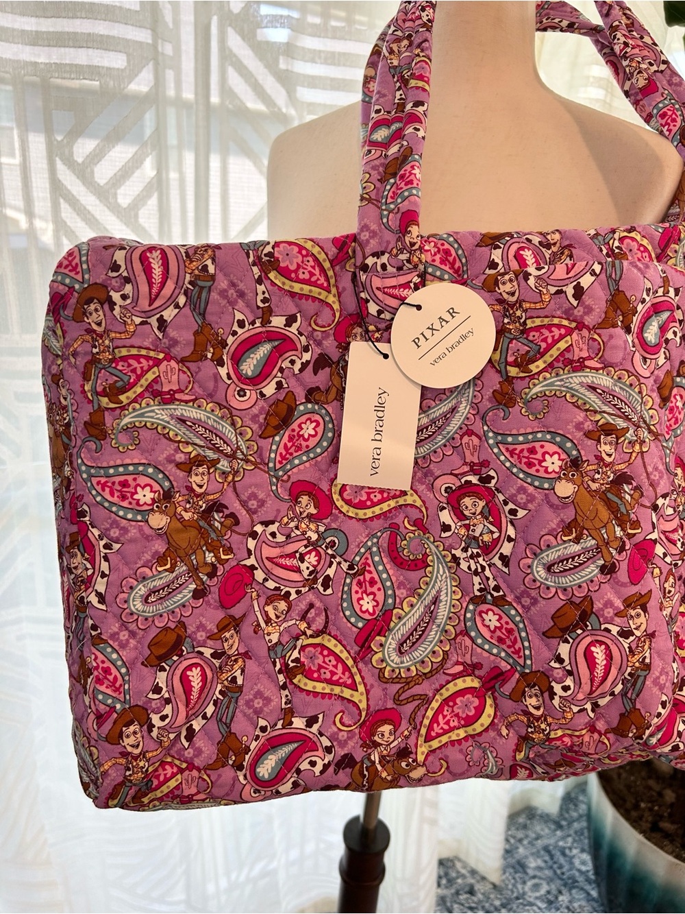 NWT Disney Pixar Toy Story Rodeo Paisley Purple Large Duffel Bag - Picture 3 of 10